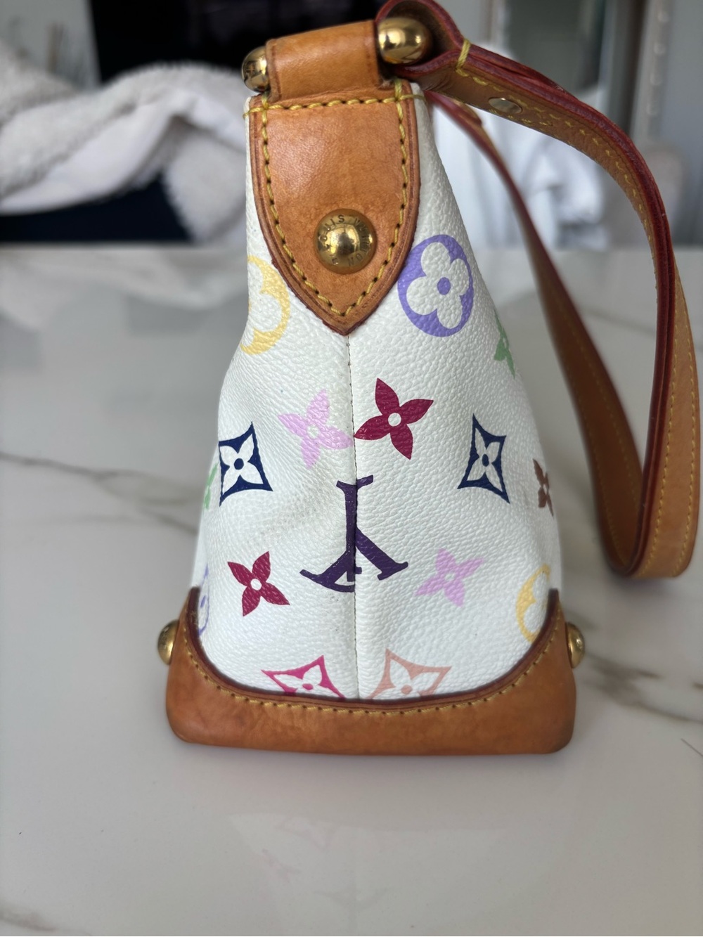 Louis Vuitton Eliza Takashi Murakami White Multicolor Monogram Shoulder Bag - Picture 6 of 12